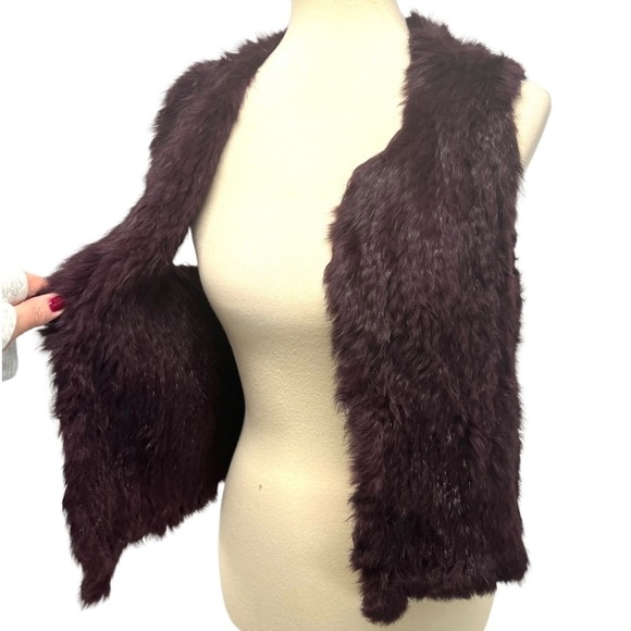 525 America Luxe Rabbit Fur Eggplant Purple Vest Women Medium - Picture 7 of 10
